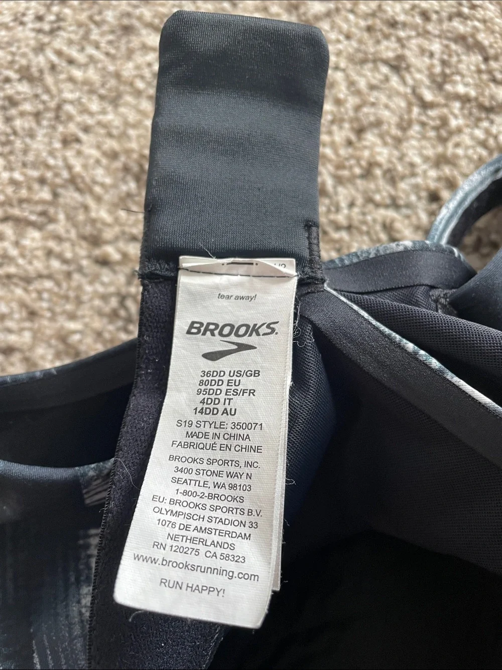 Brooks Juno High-Support Black & Gray Racerback Sports Bra